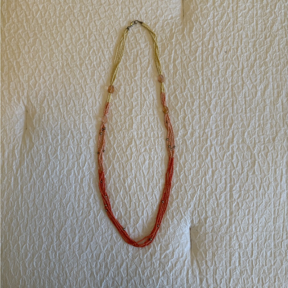 Multi-Strand Beaded Necklace – Peach & Cream